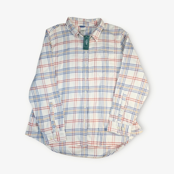 L.L. Bean Women's Plaid Button Down Shirt - White, Blue, Red - Picture 1 of 7